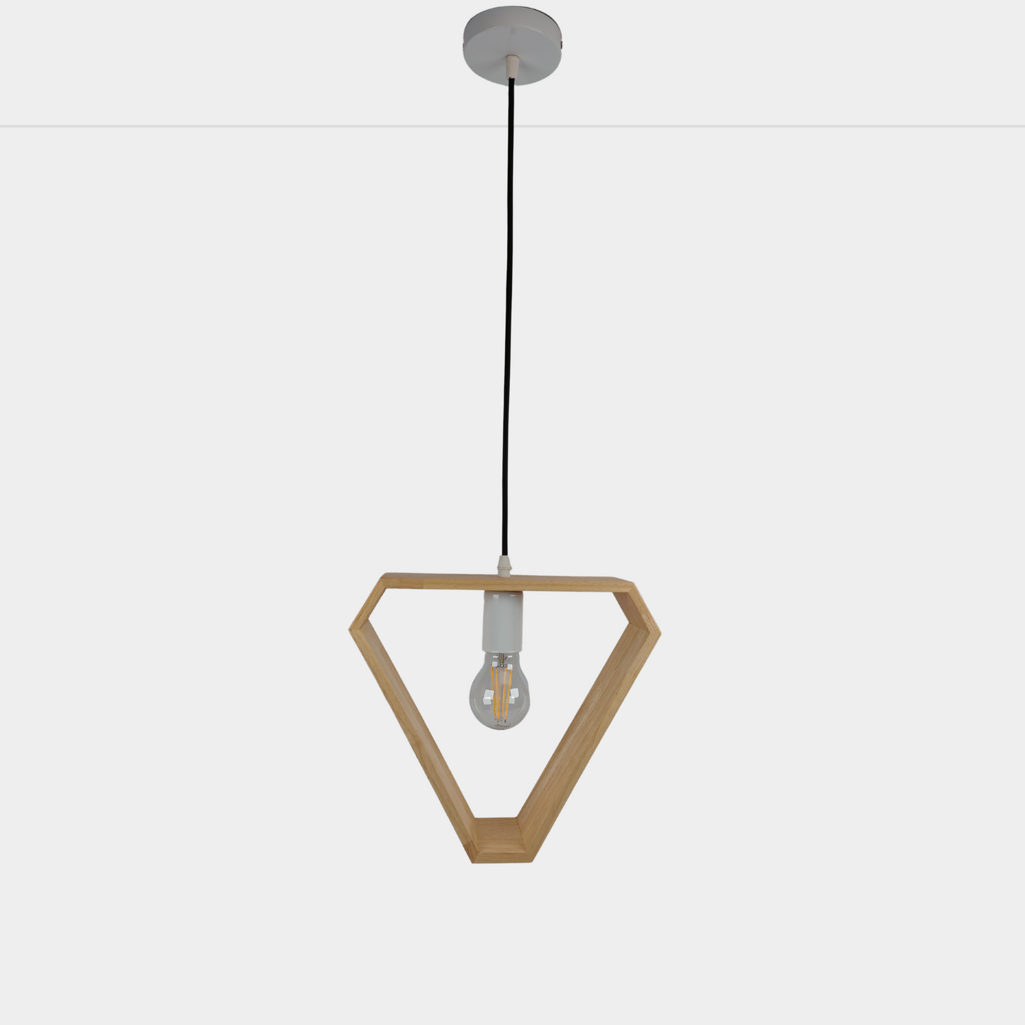 Modern Triangle Wooden Pendant Light Single Head Natural Wood Hanging Lamp