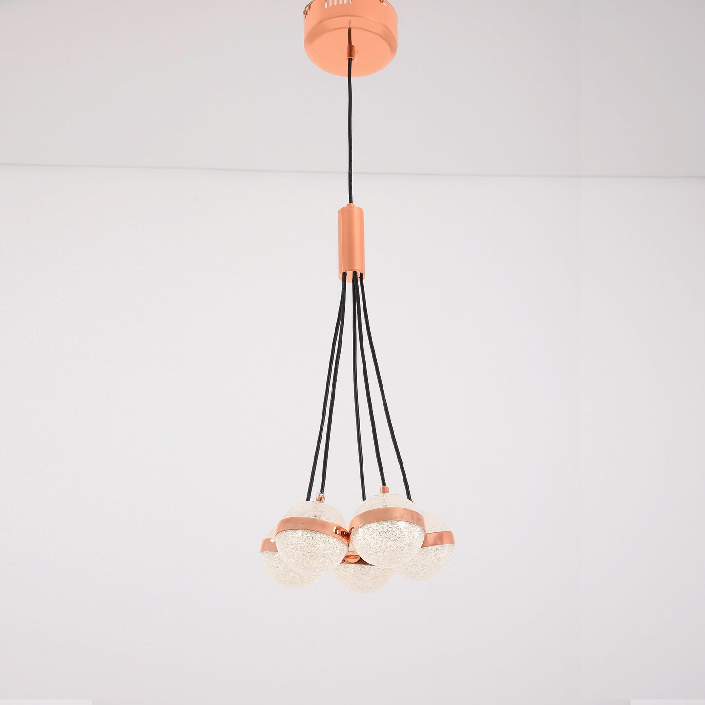 Modern rose gold ball pendant 5 bulbs