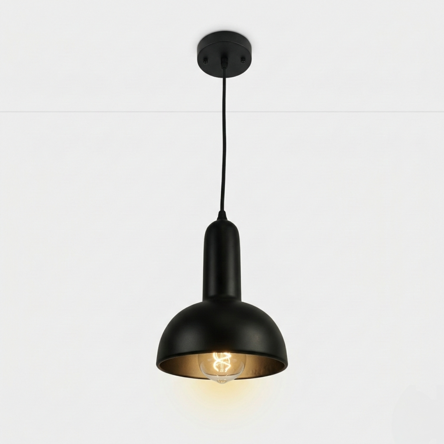 Modern Black Pendant Ceiling Light Single Head E27 Metal Hanging Lamp