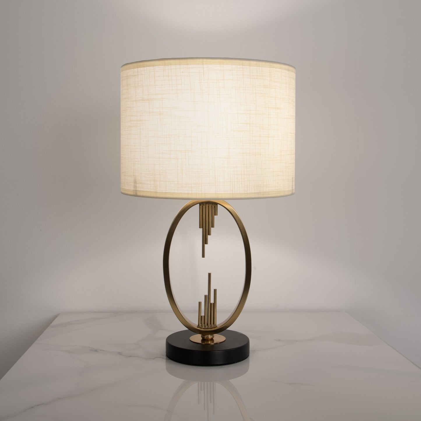Modern Black & Gold Table Lamp with E27 Bulb – Elegant Bedside & Desk Light