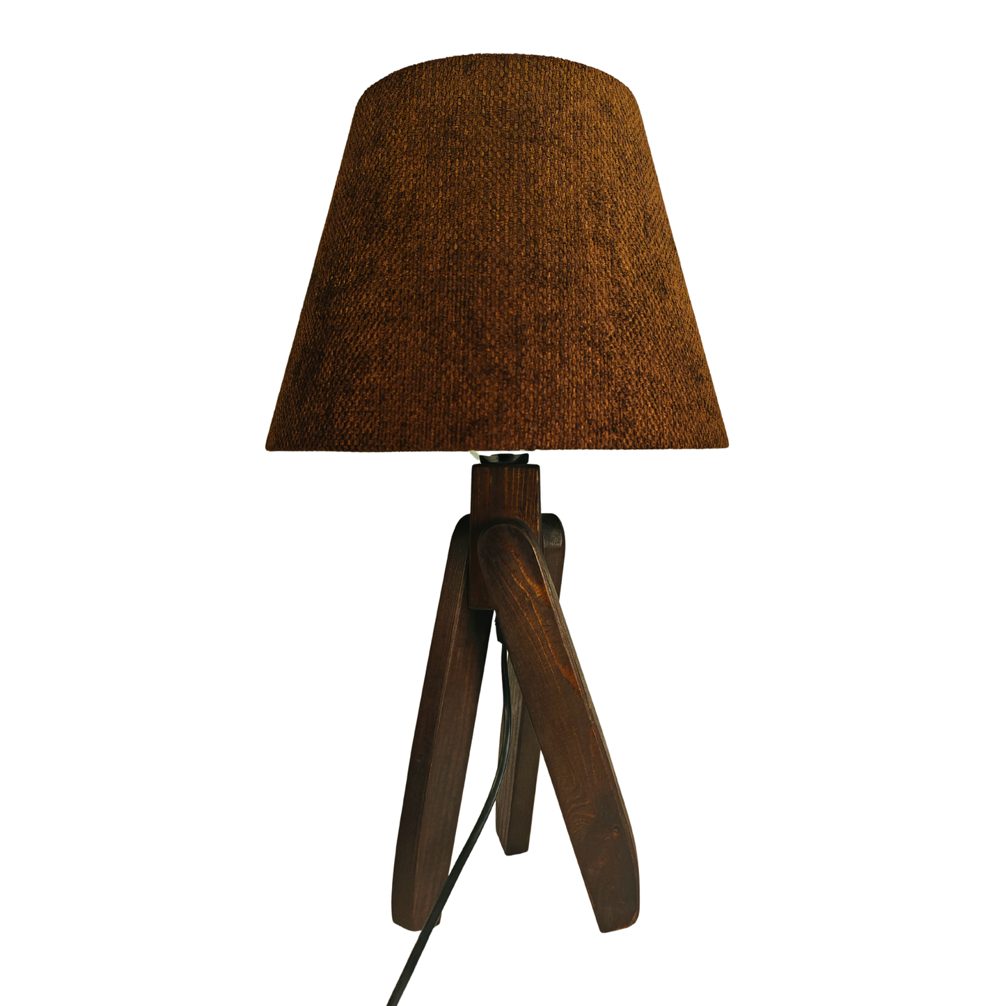 Modern Wooden Table Lamp with Beige Shade – Warm Bedside & Desk Lighting E27