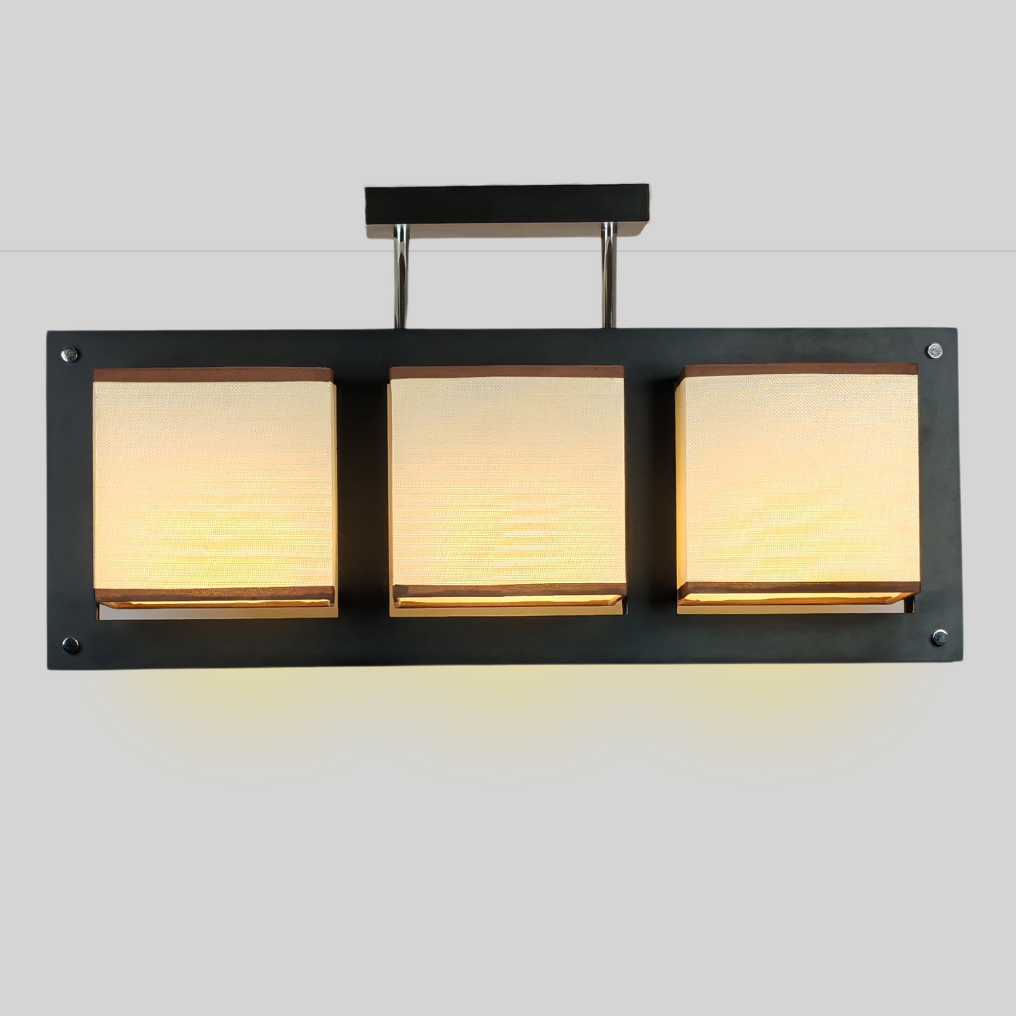 Semi Modern Ceiling Light 3 Heads Coffee Brown E27 Metal Ceiling Lamp