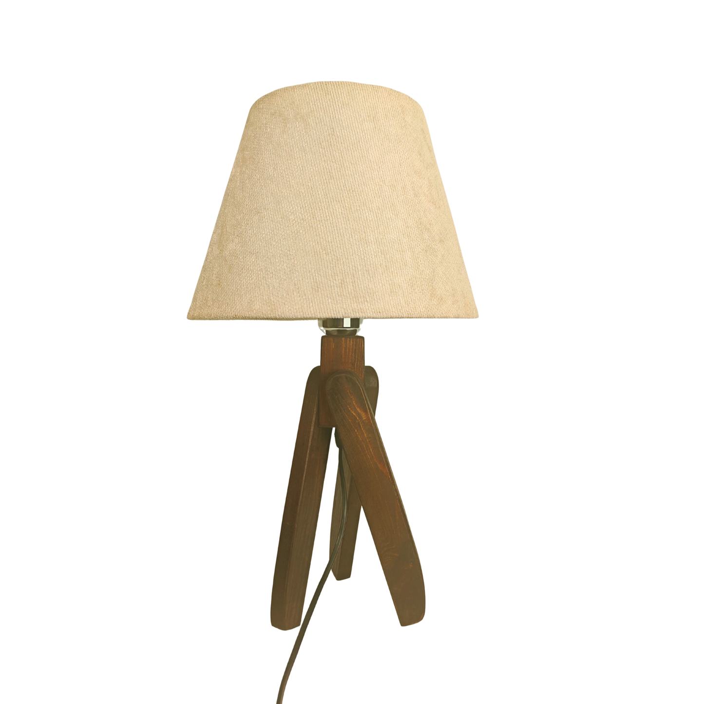 Modern Wooden Table Lamp with Black Shade – Stylish Bedside & Desk Lighting E27