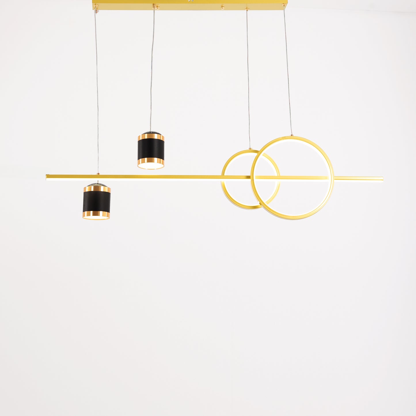Modern Gold 4-Head Metal LED Pendant Light – Luxury Hanging Ceiling Chandelier 3000K Warm Light