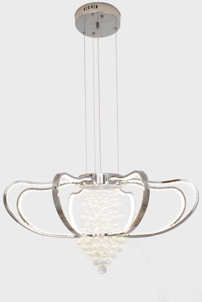Modern Silver LED Chandelier Warm Light Metal Ceiling Mounted Pendant