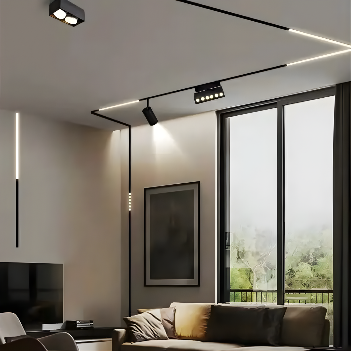 Magnetic Track Light 40W 120cm Warm White 3000K – Modern Black LED Linear Light for Ceiling & Wall