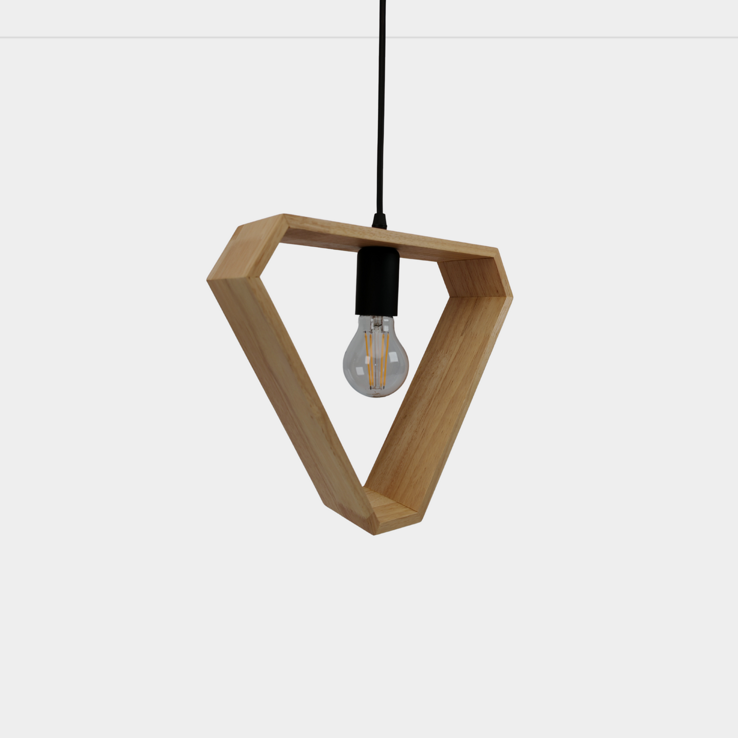 Modern Triangle Wooden Pendant Light Single Head Natural Wood Hanging Lamp