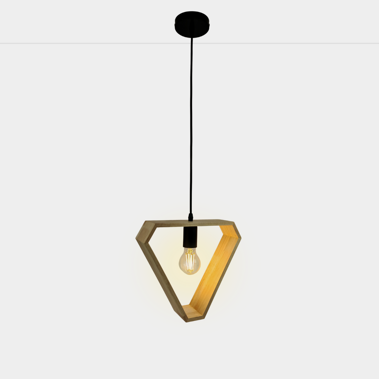 Modern Triangle Wooden Pendant Light Single Head Natural Wood Hanging Lamp