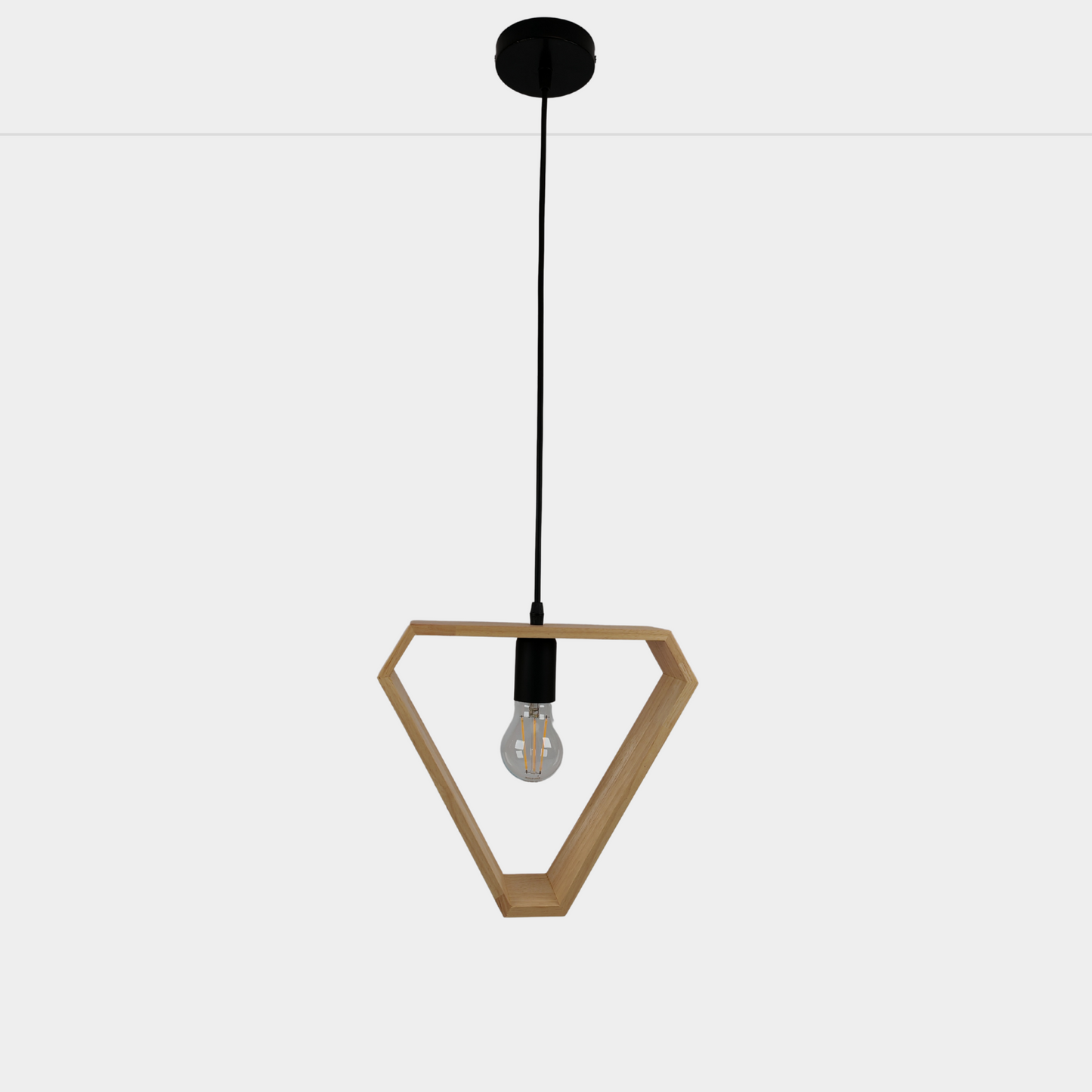 Modern Triangle Wooden Pendant Light Single Head Natural Wood Hanging Lamp