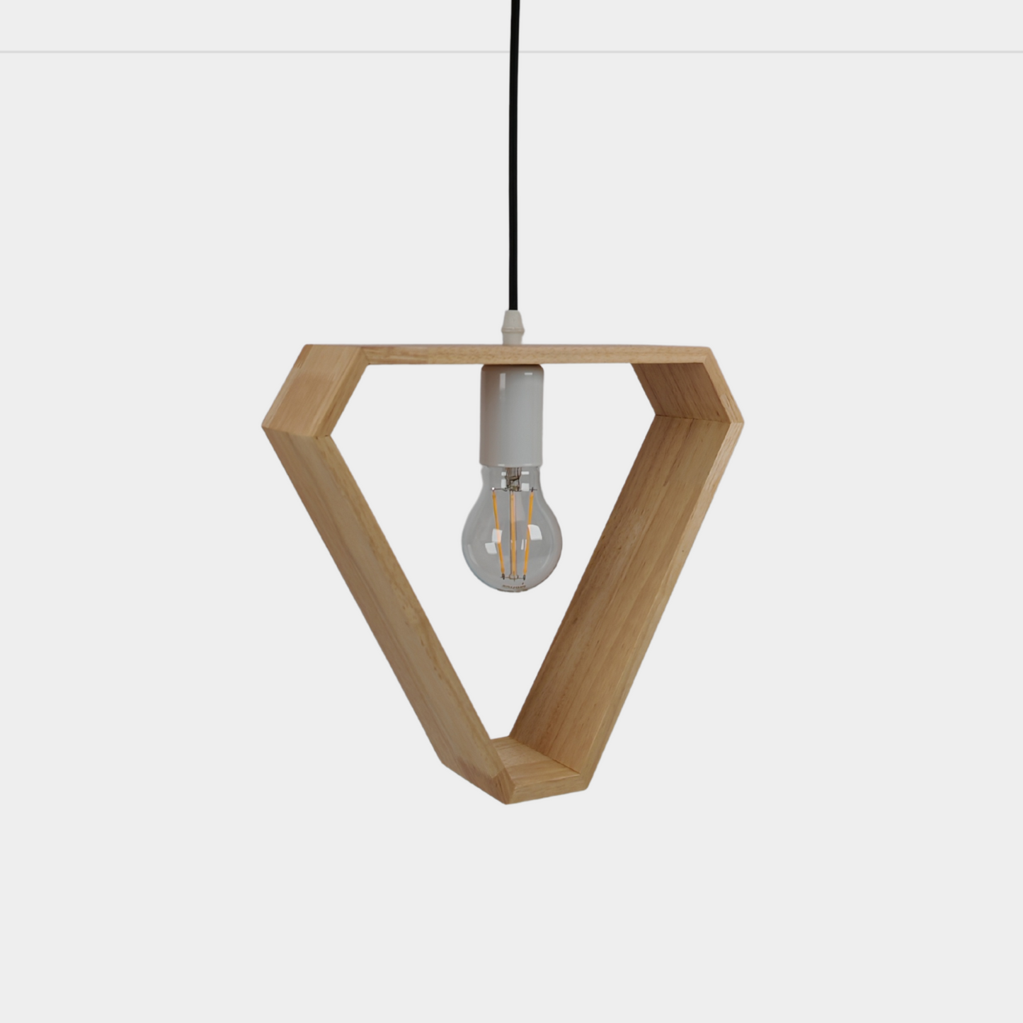 Modern Triangle Wooden Pendant Light Single Head Natural Wood Hanging Lamp