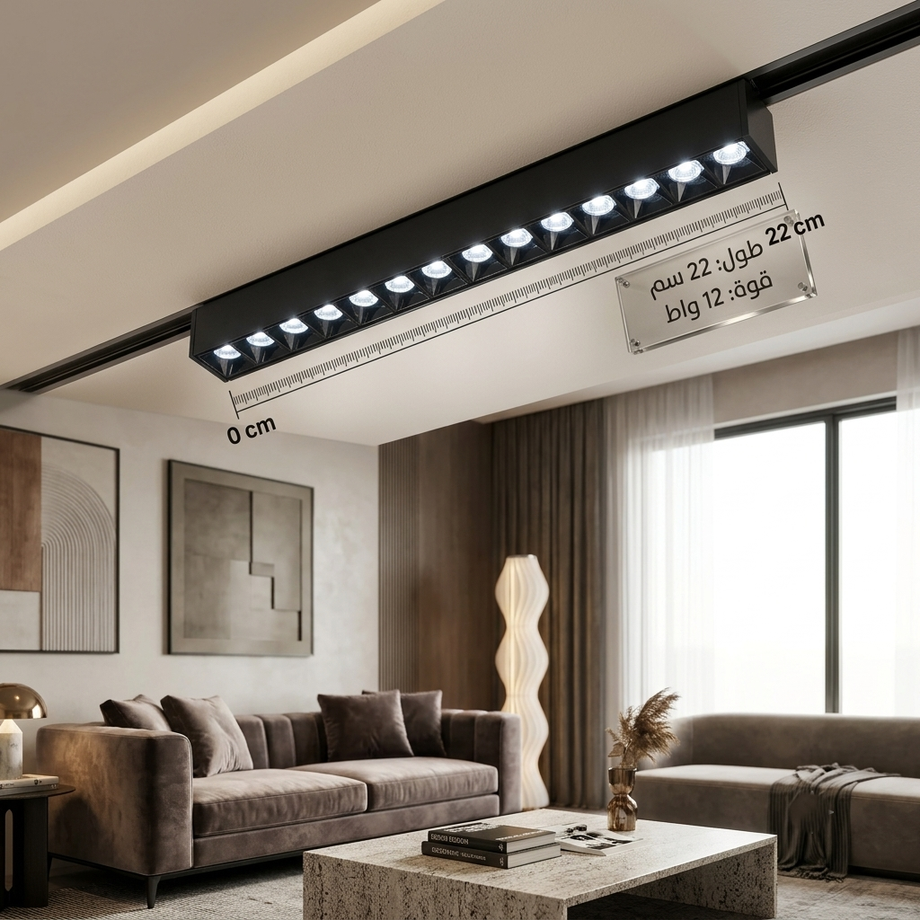 Magnetic Track Light Linear 12W LED Daylight 6000K 22cm Modern Black