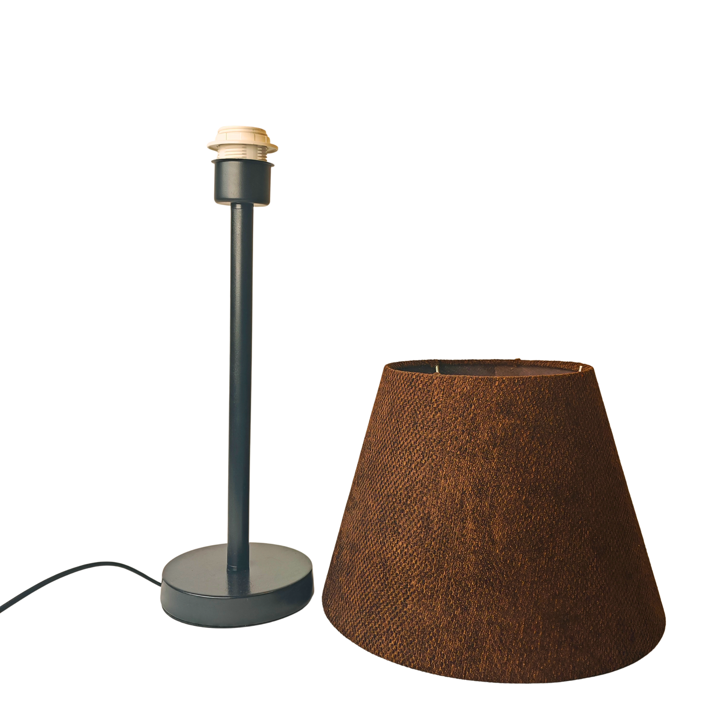 Modern Black Table Lamp with Coffee Shade – Elegant Bedside & Desk Lighting E27