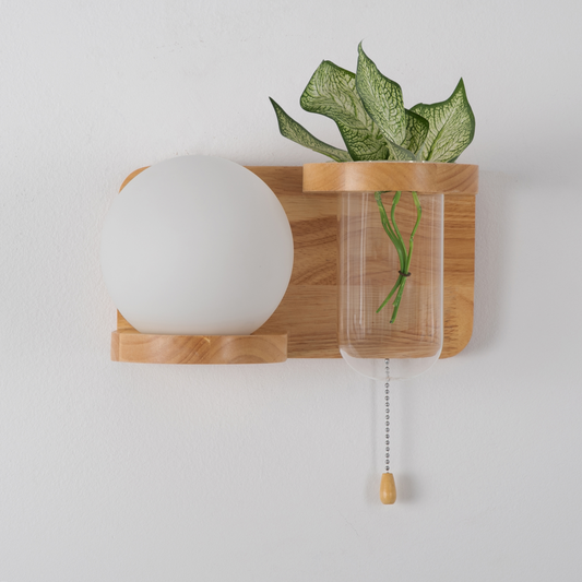 Modern Wooden Wall Light Left Design with E27 Bulb – Stylish Indoor Wall Sconce