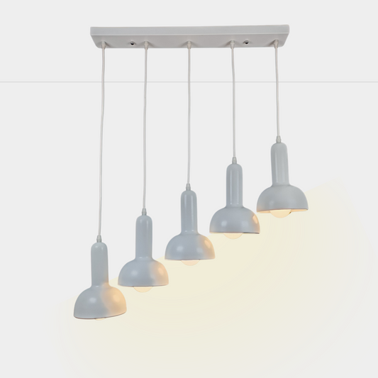 Modern White Pendant Ceiling Light 5 Heads E27 Metal Hanging Chandelier