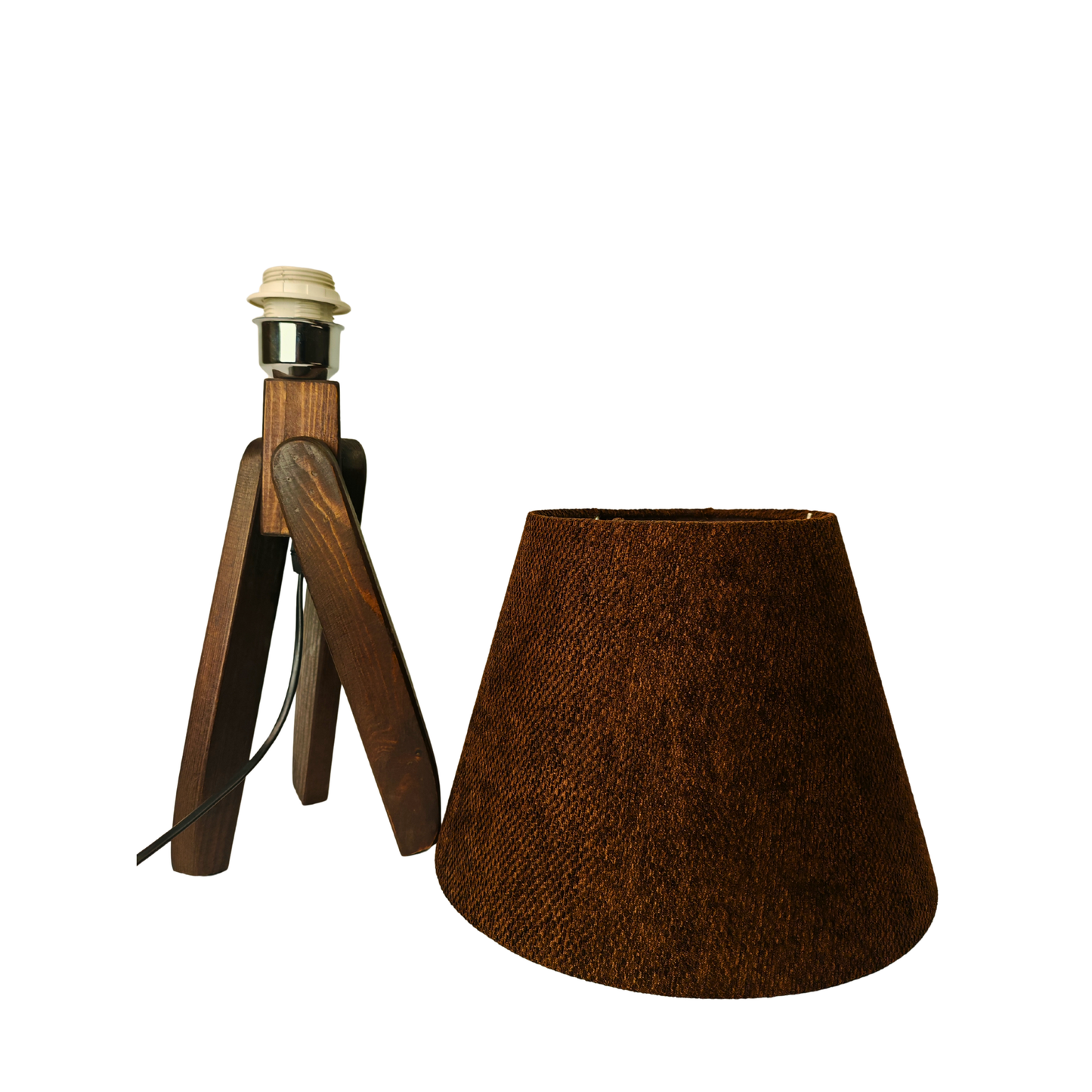 Modern Wooden Table Lamp with Beige Shade – Warm Bedside & Desk Lighting E27