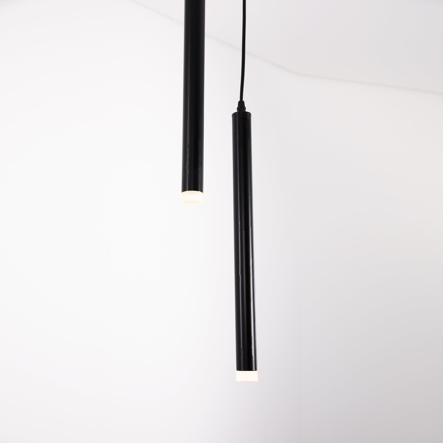 Modern Black LED Pendant Light 2 Heads Metal Ceiling Hanging Chandelier