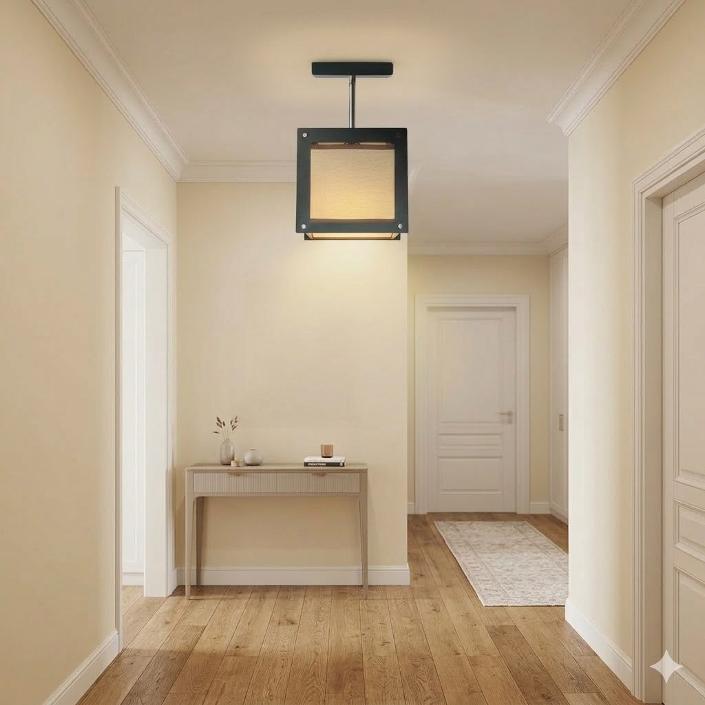 Semi Modern Pendant Ceiling Light Coffee Brown E27 Metal Hanging Lamp Single Head