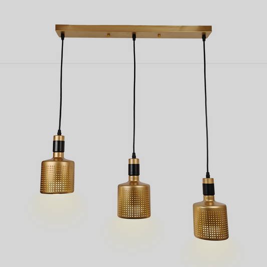 Modern Gold Pendant Light 3 Heads E27 Metal Ceiling Hanging Chandelier