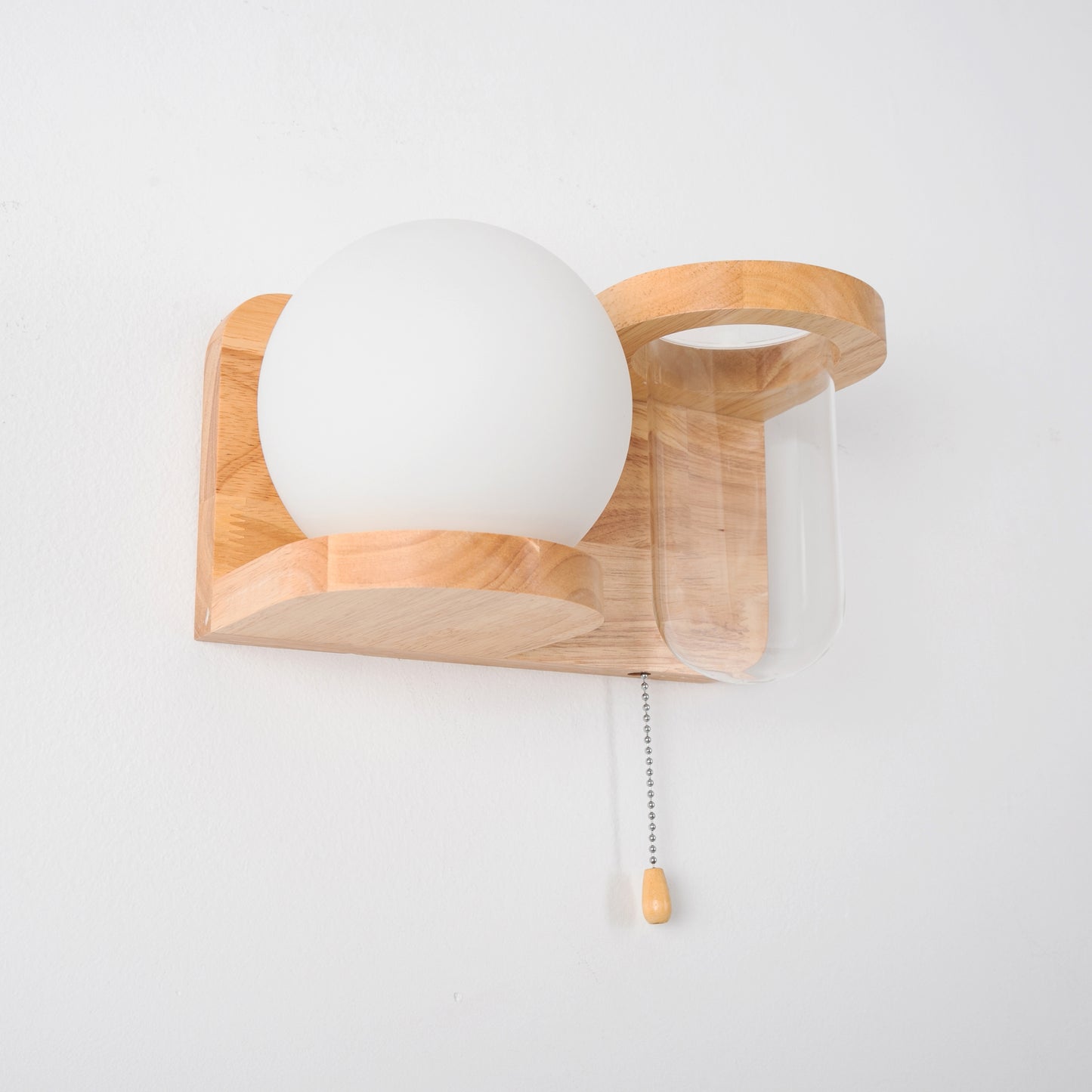 Modern Wooden Wall Light Left Design with E27 Bulb – Stylish Indoor Wall Sconce