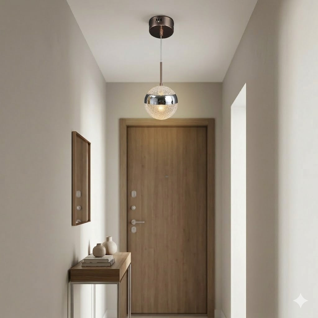 Modern Silver Pendant Light 30W Single Head Ceiling Hanging Lamp