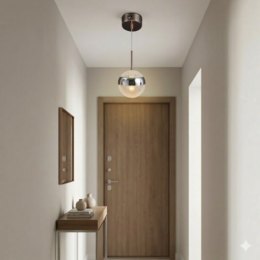 Modern Silver Pendant Light 30W Single Head Ceiling Hanging Lamp