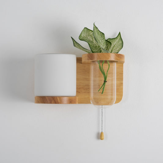 Modern Wooden Wall Light Left Design with E27 Bulb – Elegant Indoor Wall Sconce