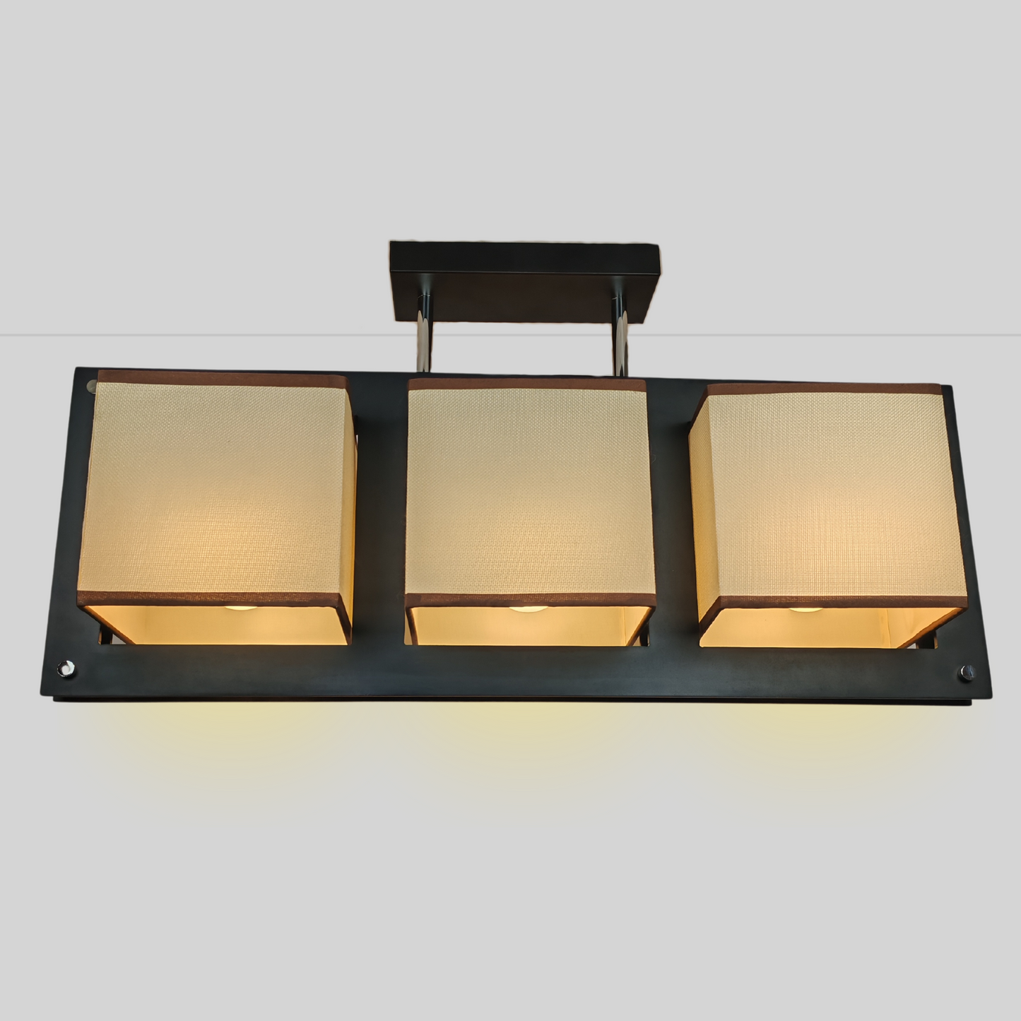 Semi Modern Ceiling Light 3 Heads Coffee Brown E27 Metal Ceiling Lamp