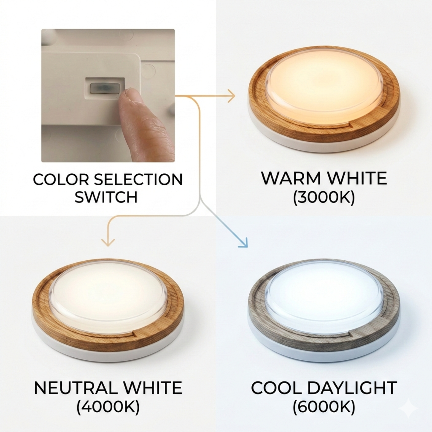 Modern Wood LED Ceiling & Wall Light 24W 3 Color Changing IP54