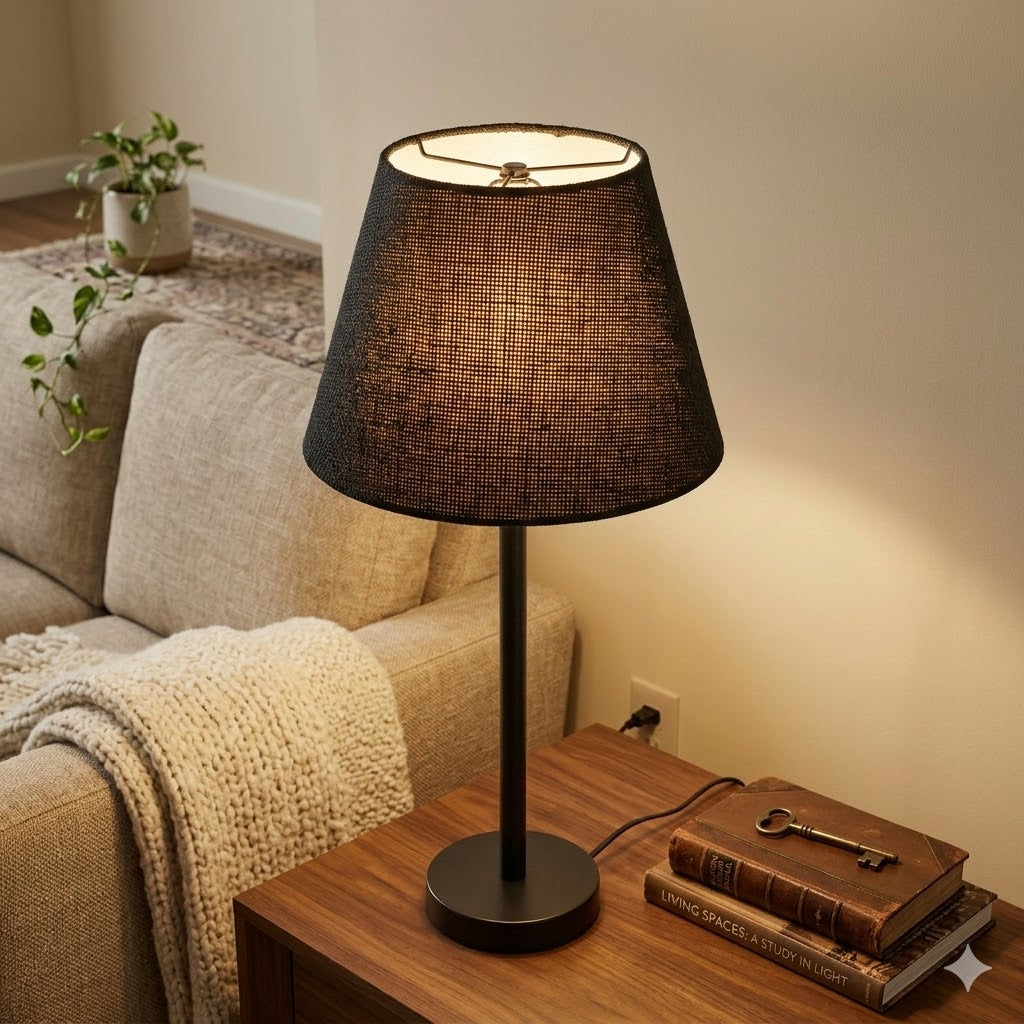 Modern Black Table Lamp with Coffee Shade – Stylish Bedside & Desk Lighting E27