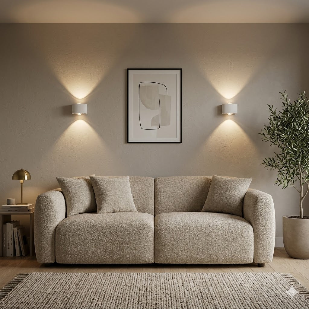 Modern White LED Wall Light 4W Double Head Up Down Warm White 3000K Metal Wall Sconce