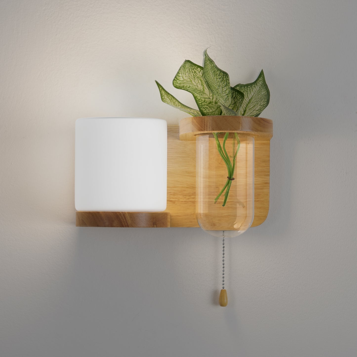Modern Wooden Wall Light Left Design with E27 Bulb – Elegant Indoor Wall Sconce