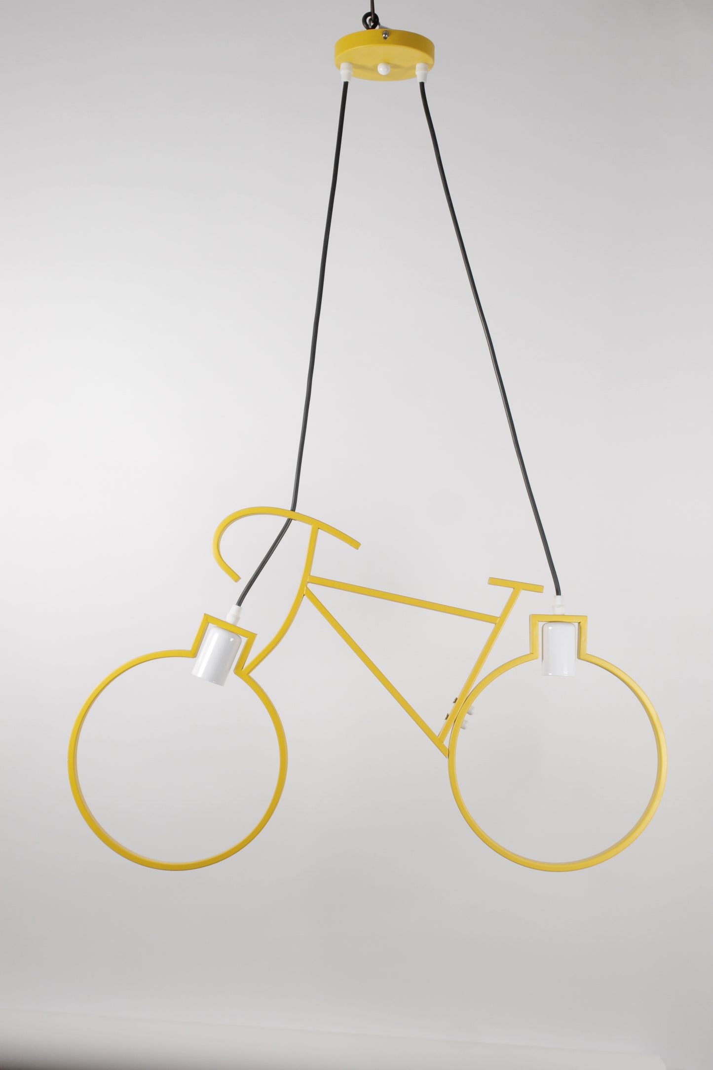 Modern Yellow Pendant Light 2 Heads E27 Metal Ceiling Hanging Chandelier
