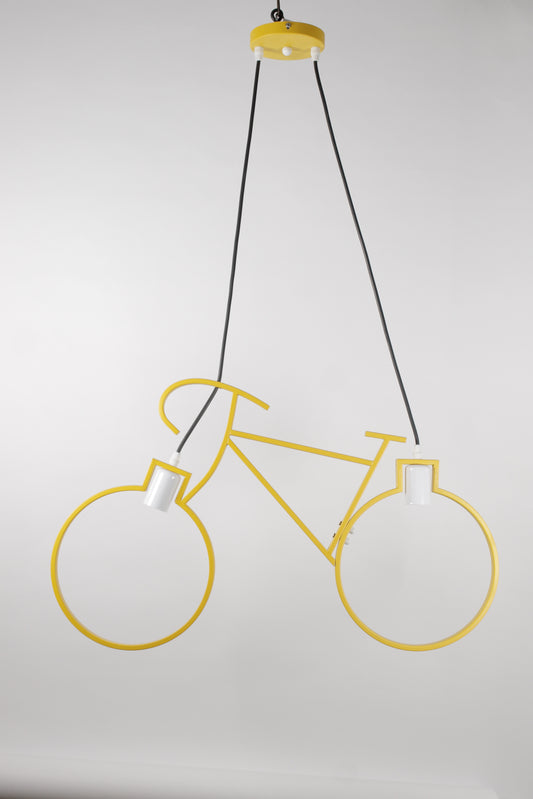 Modern Yellow Pendant Light 2 Heads E27 Metal Ceiling Hanging Chandelier