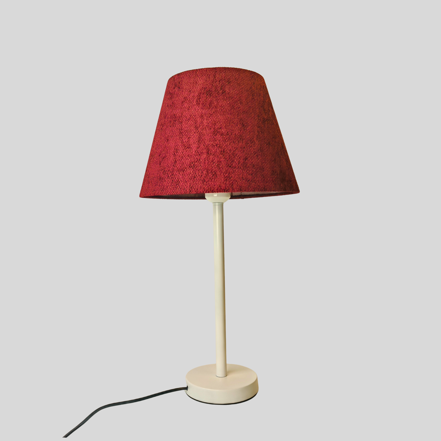 Modern White Table Lamp with Burgundy Shade & Adjustable Spotlight – Flexible Bedside & Desk Lighting E27