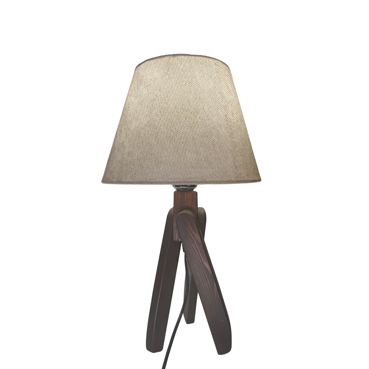 Modern Wooden Table Lamp with Black Shade – Stylish Bedside & Desk Lighting E27