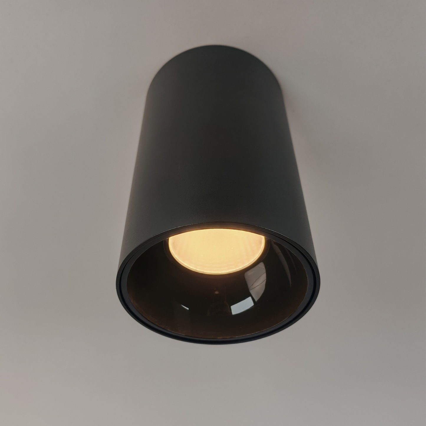 Modern Black Cylinder Ceiling Light 24W Warm White 3000K LED Surface Mounted Spot Light