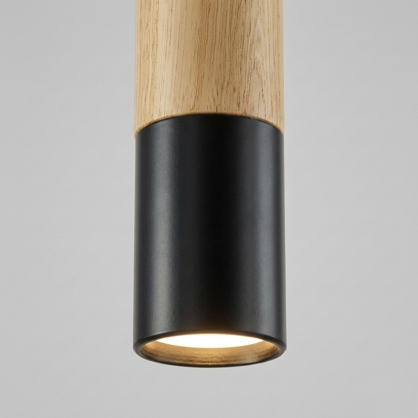 Modern Wood & Black Pendant Spot Light MR16 Hanging Cylinder Light