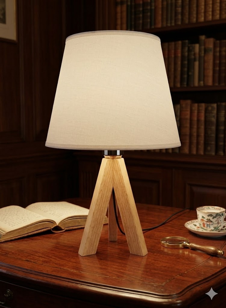 Modern Wooden Table Lamp with E27 Bulb – Stylish Bedside & Desk Light