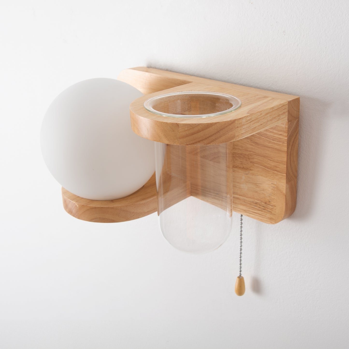 Modern Wooden Wall Light Left Design with E27 Bulb – Stylish Indoor Wall Sconce