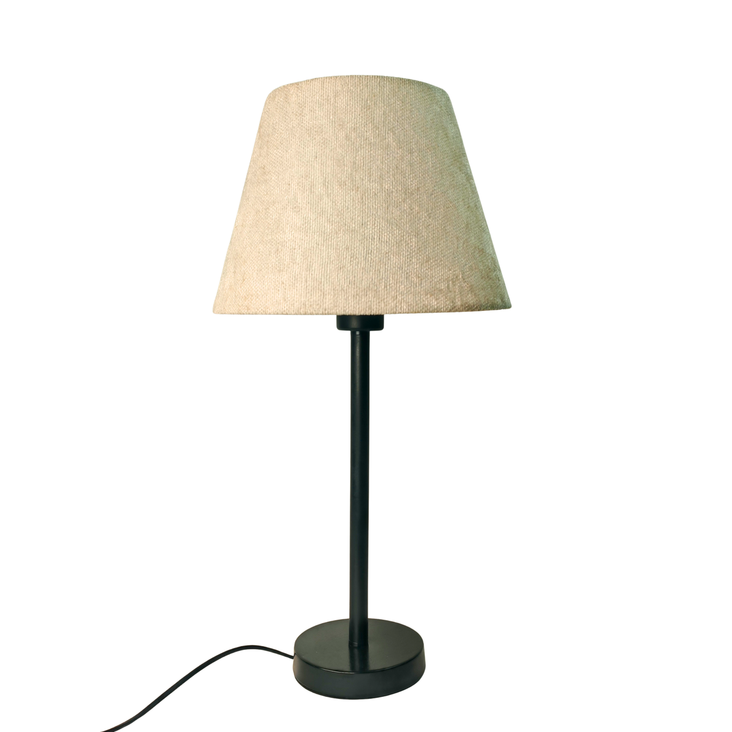 Modern Black Table Lamp with Beige Shade – Elegant Bedside & Desk Lighting E27