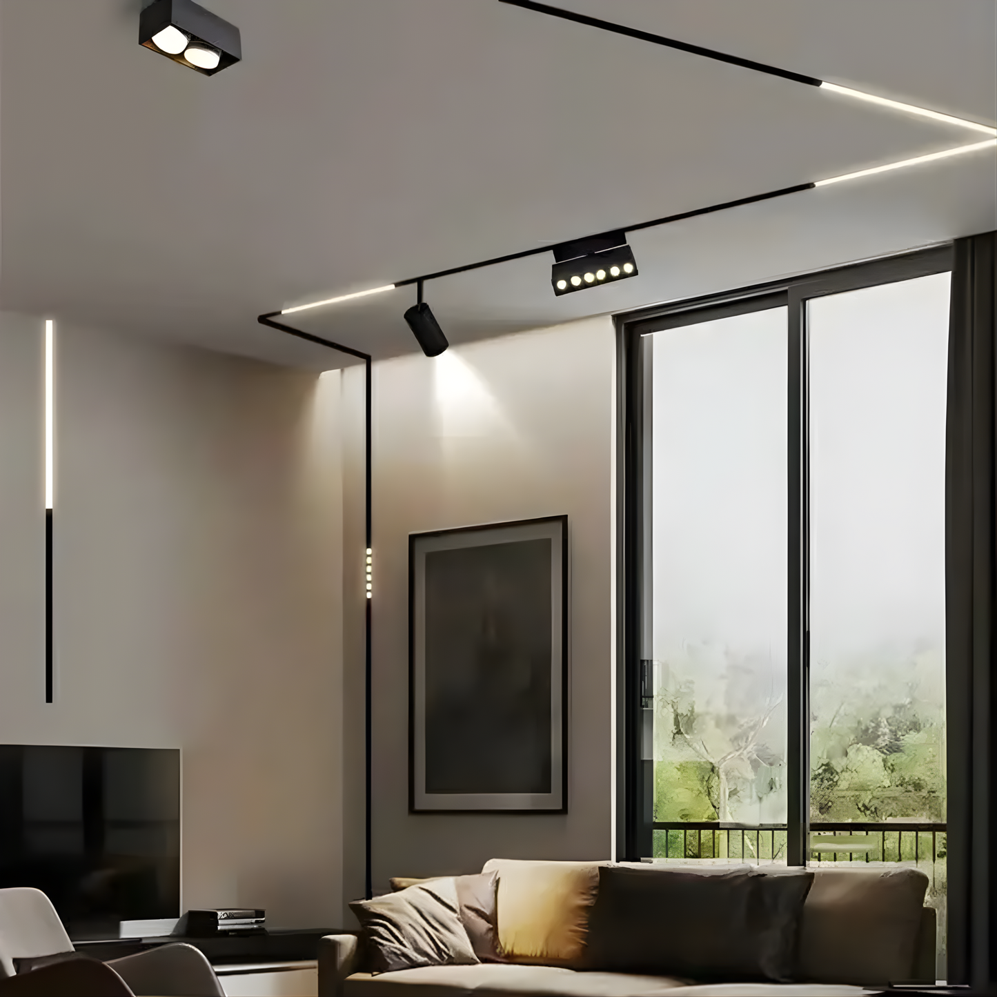 Magnetic Track Light 24W 60cm Warm White 3000K – Modern Black LED Linear Light for Ceiling & Wall
