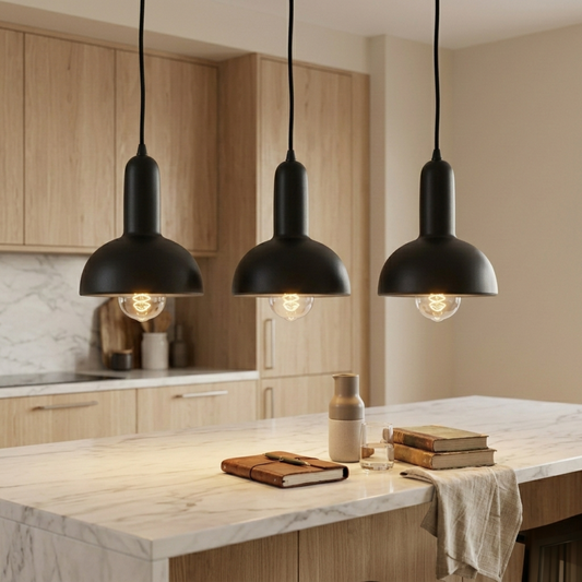 Modern Black Pendant Ceiling Light Single Head E27 Metal Hanging Lamp