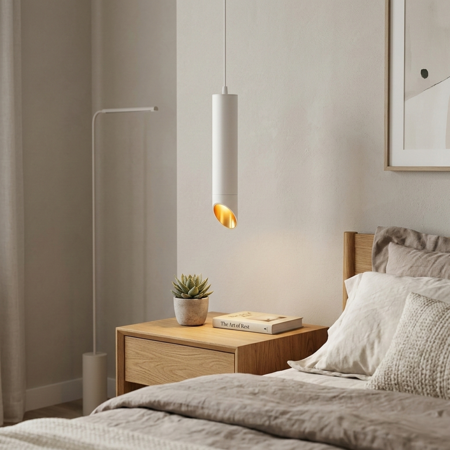 Modern White Pendant Spot Light MR16 Hanging Cylinder Light