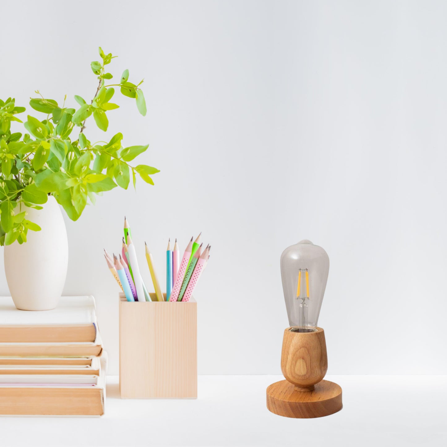 Modern Wooden Table Lamp E27 Bedside Lamp Natural Wood