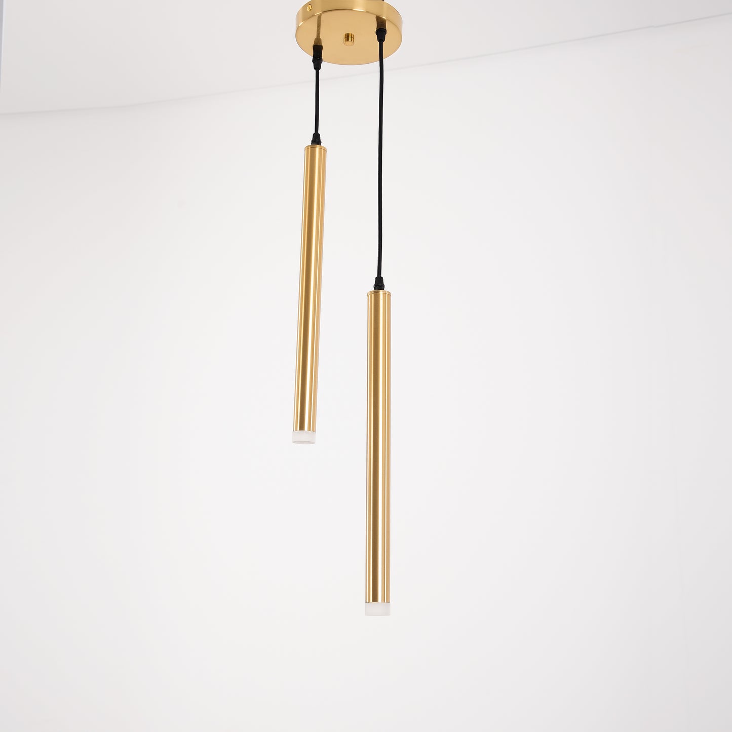 Modern Gold LED Pendant Light 2 Heads Metal Ceiling Hanging Chandelier