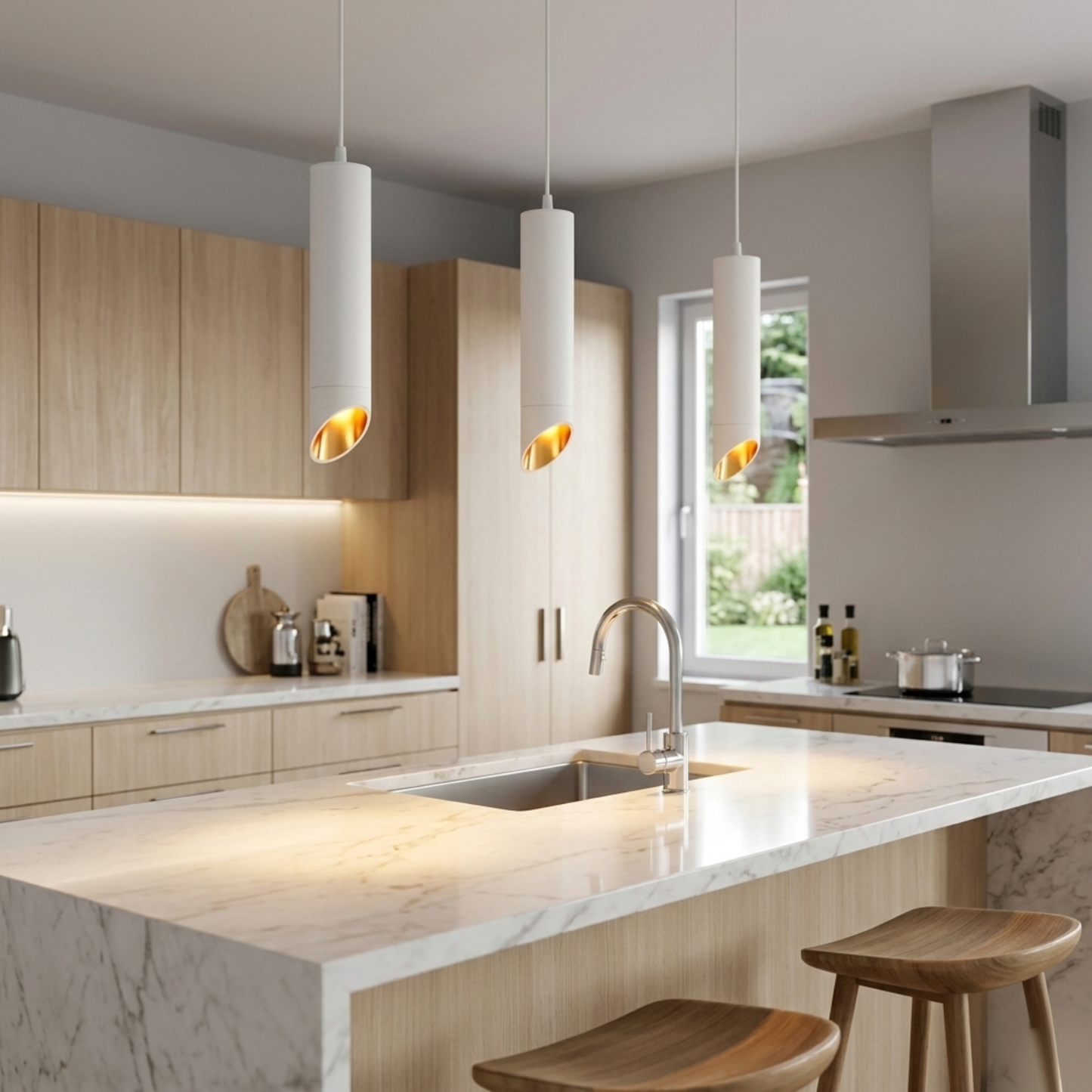 Modern White Pendant Spot Light MR16 Hanging Cylinder Light