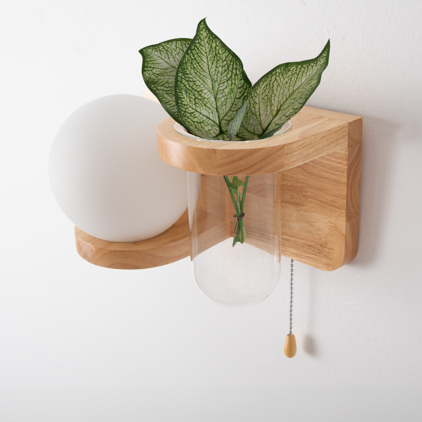 Modern Wooden Wall Light Left Design with E27 Bulb – Stylish Indoor Wall Sconce