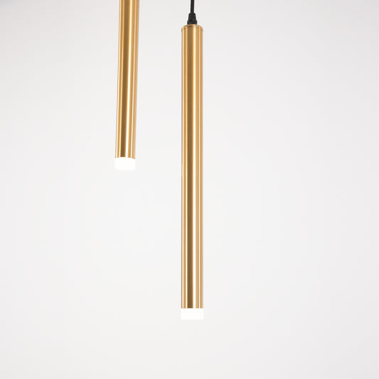 Modern Gold LED Pendant Light 2 Heads Metal Ceiling Hanging Chandelier