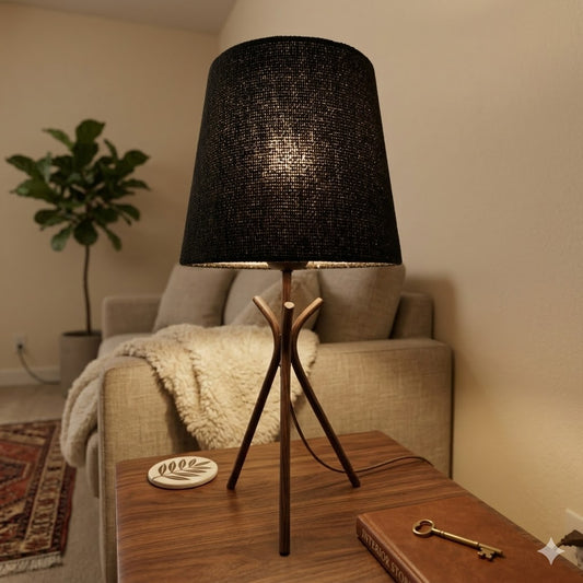 Modern Black Table Lamp with Black Shade – Minimalist Bedside & Desk Lighting E27