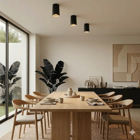 Modern Black Cylinder Ceiling Light 15W Warm White 3000K LED Surface Mounted Spot Light